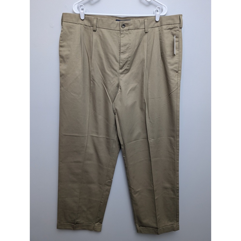 D4 NWT IZOD Madison Chino Sportflex No Iron Cotton Khaki Tan Pants 40 x 32
